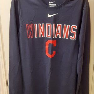 MLB Cleveland Indians Navy Nike T "WINDIANS" Sz M